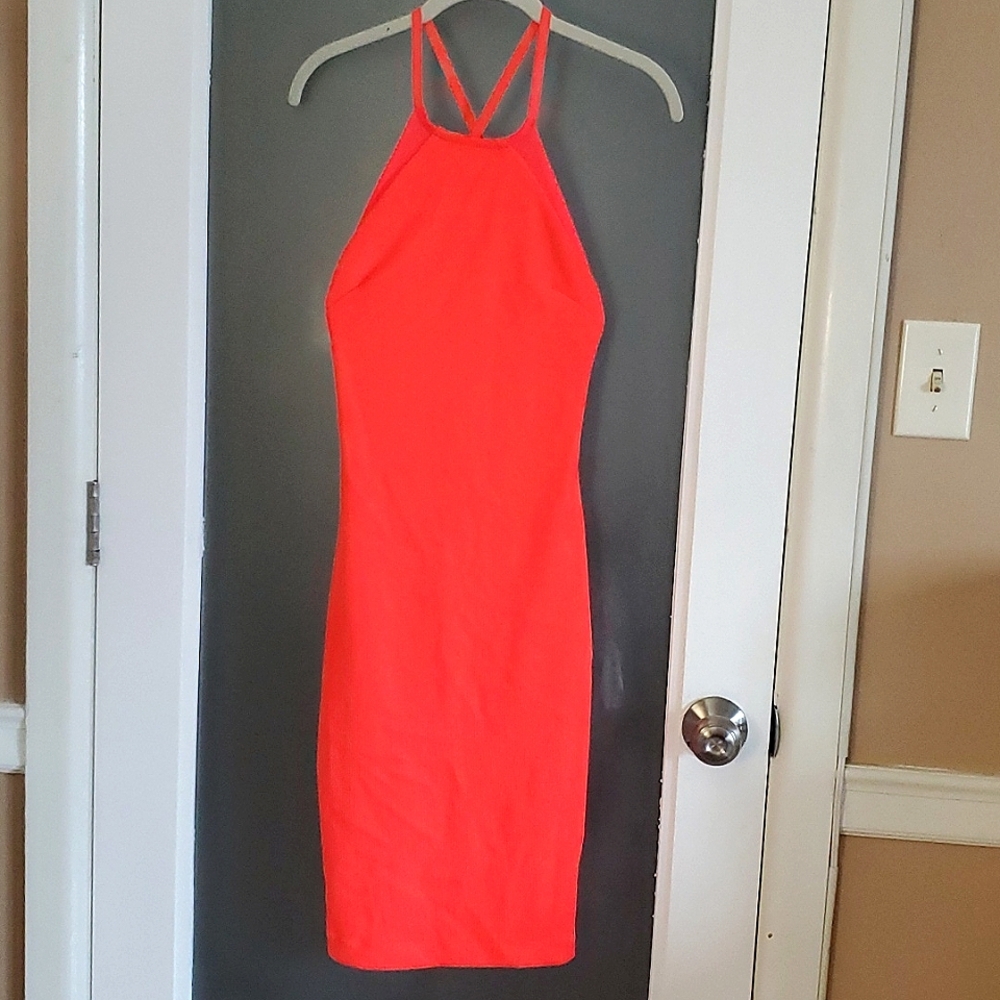 Bebe Neon Orange Dress XXS